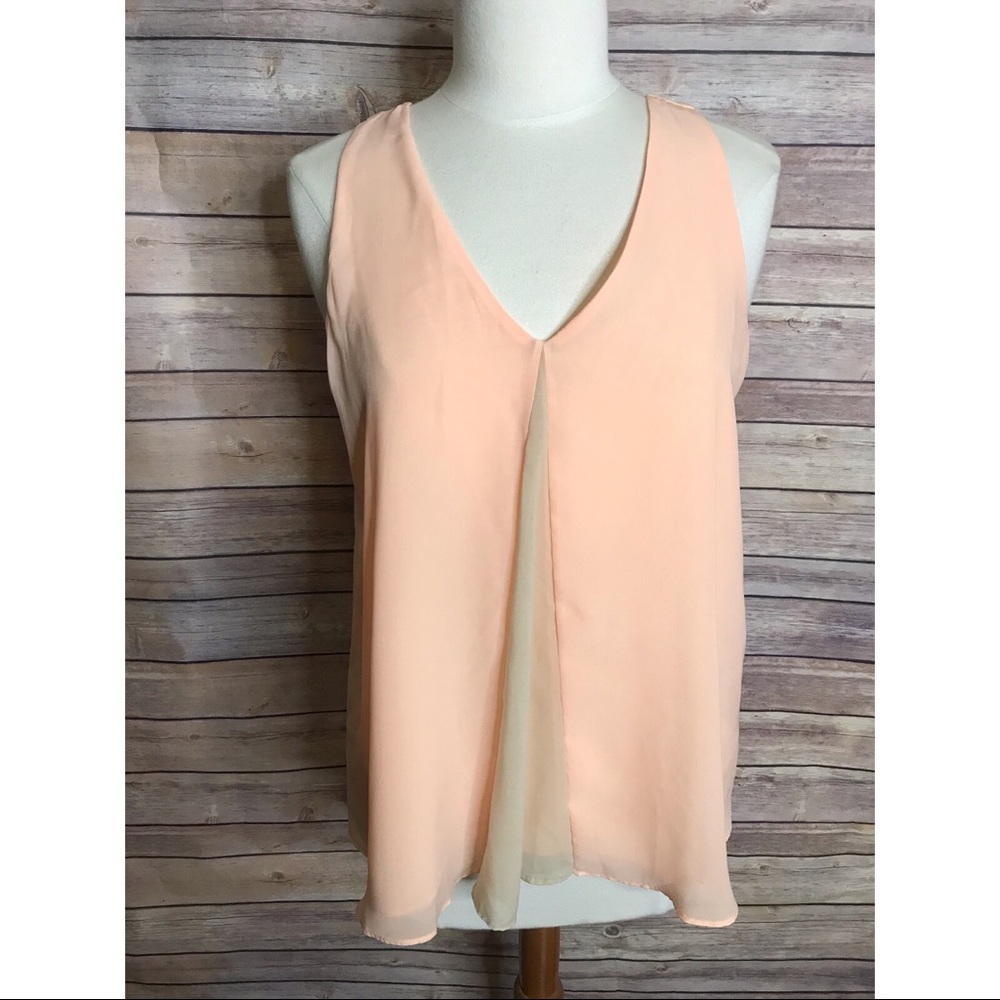 Banana Republic Peach Pink Tan Chiffon Tank Top